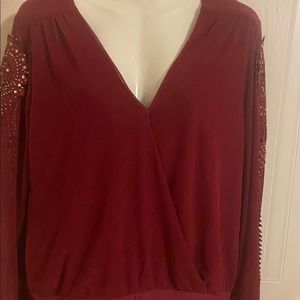 Ember Sz L Burgundy Bodysuit W/Elaborate Embroidery NWT😊😊